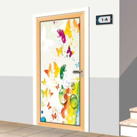 Kapı Giydirme - Renkli Kelebekler - K054