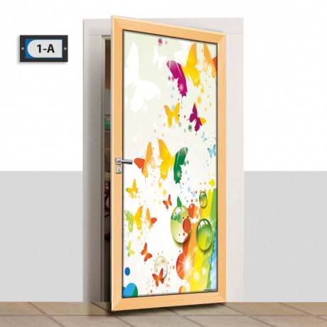 Kapı Giydirme - Renkli Kelebekler - K054