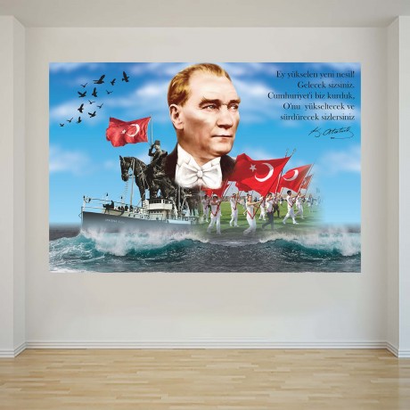 Bandırma Vapuru ve Atatürk - Okul Posteri - PO1125