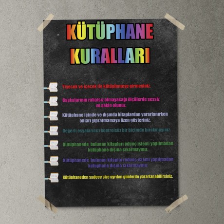 Kütüphane Kuralları Posteri - PO333