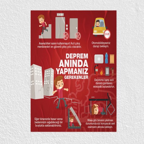 Deprem Anında Yapmanız Gerekenler Posteri- PO575