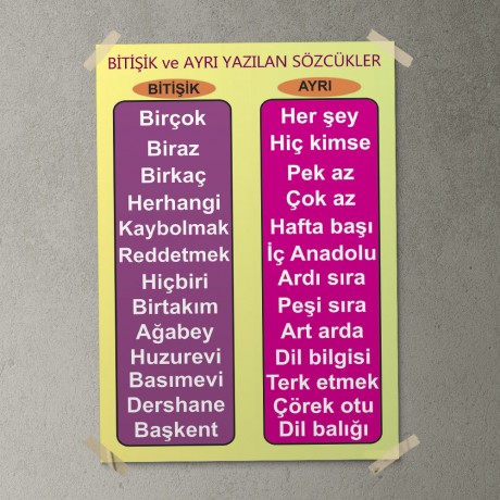 Bitişik ve Ayrı Yazılan Sözcükler Posteri- PO732