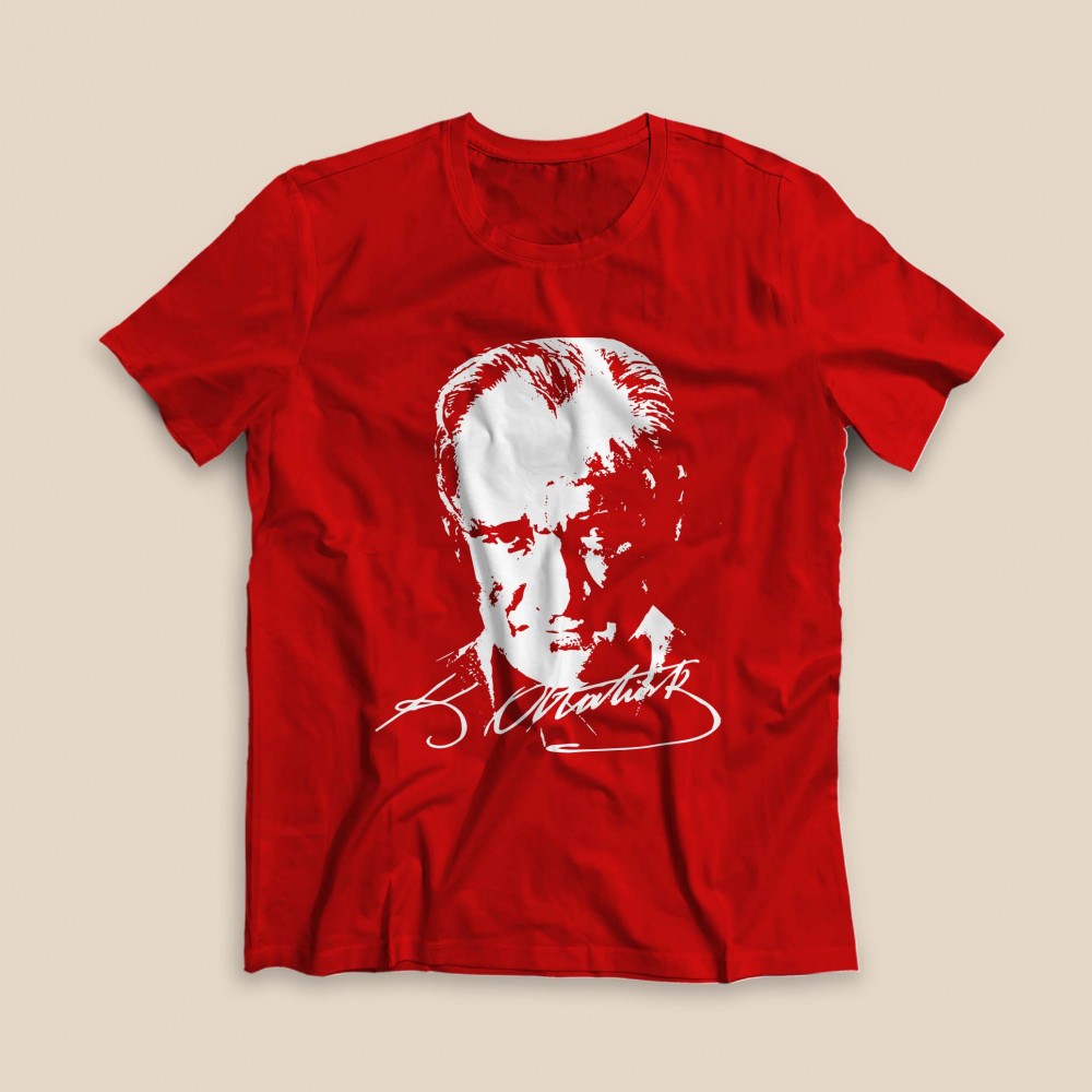 Atatürk Baskılı Tişört - Kırmızı - TS160