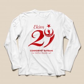29 Ekim Tişörtü - Uzun Kollu - TS918 - Beyaz