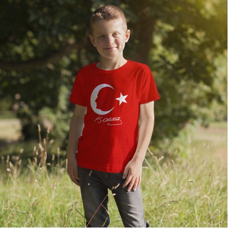 Atatürk Baskılı Tişört - Kırmızı - TS166