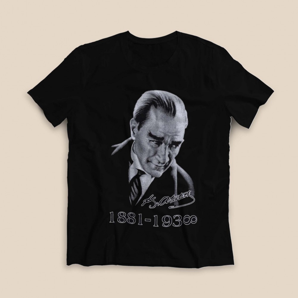 Atatürk Baskılı Tişört - Siyah - TS851