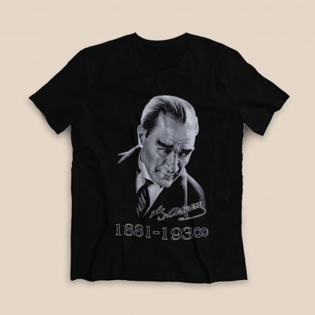 Atatürk Baskılı Tişört - Siyah - TS851
