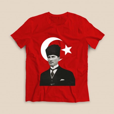 Atatürk Baskılı Tişört - Kırmızı - TS852