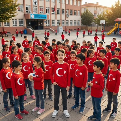 Ay Yıldız Baskılı Bayrak Tişört - Uzun Kollu - TS155