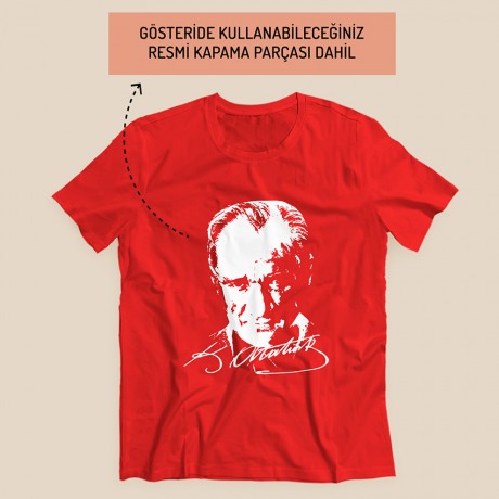 Atatürk Tişörtü - Kırmızı Kapama Folyolu